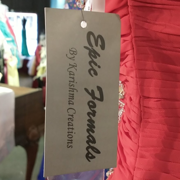 Epic Formals Front Slit That Rhinestoned Red Dress - Picture 8 of 9